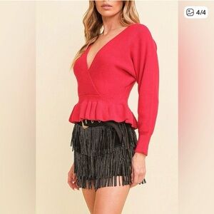 Soft V-Neck Apple Sweater